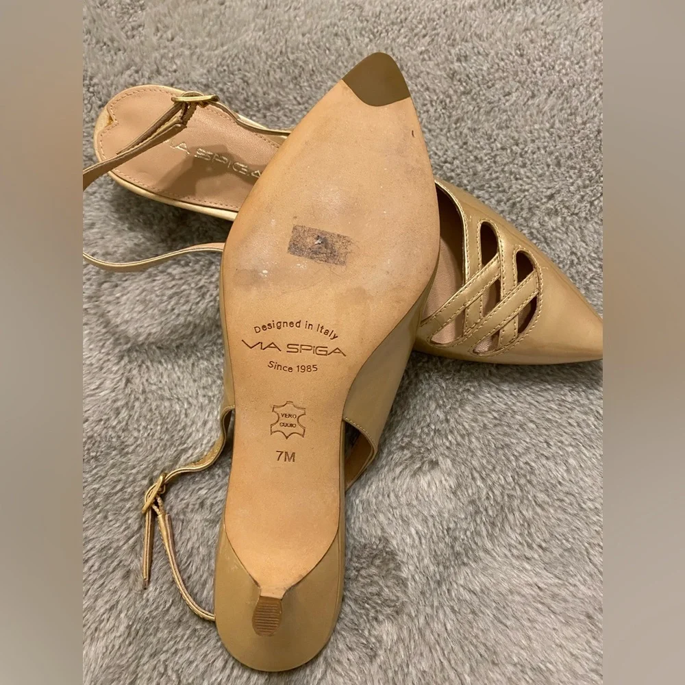 Via Spiga Gold Slingback Heels - Picture 3 of 4